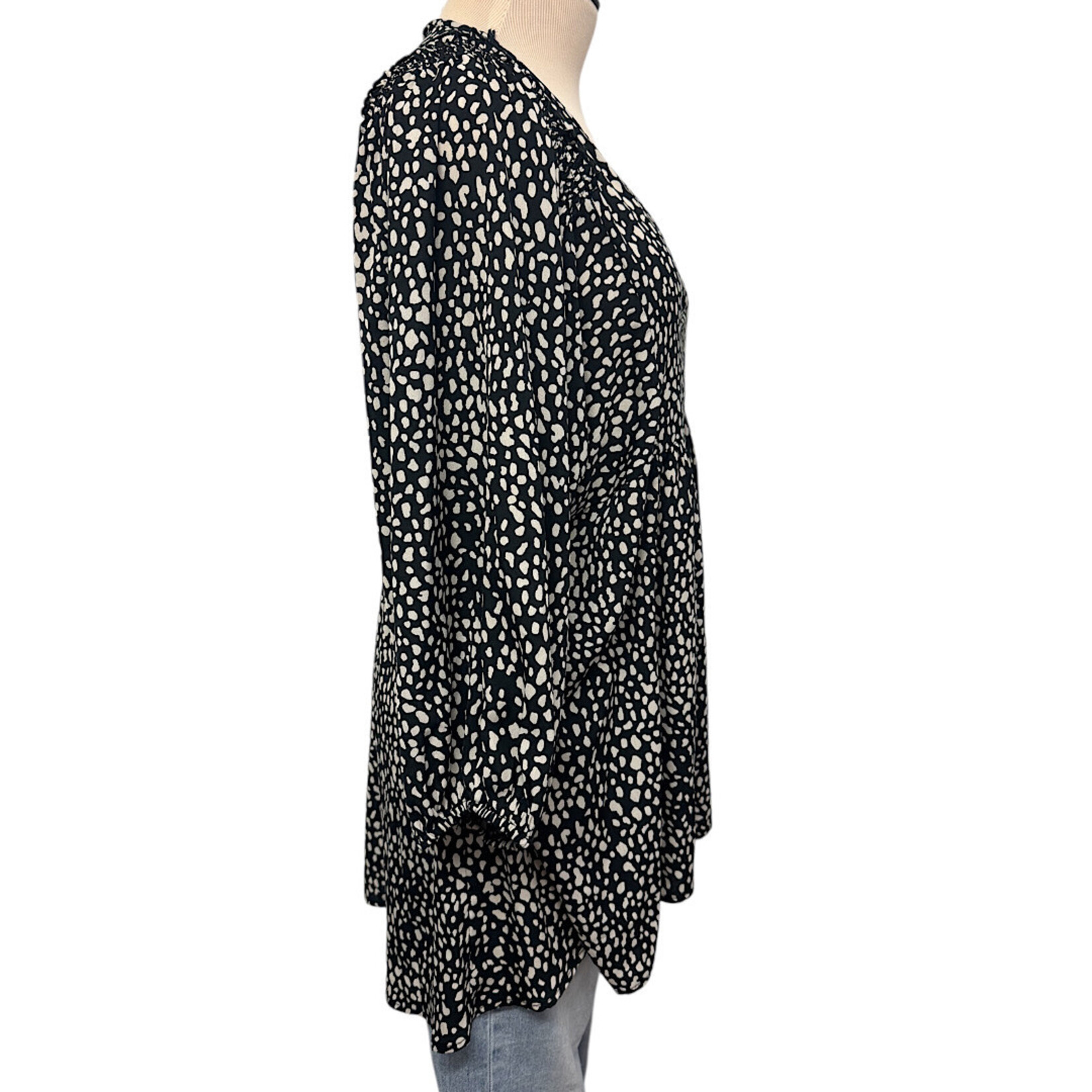 Umgee Dotted Black & White Blouse Size Large -RF