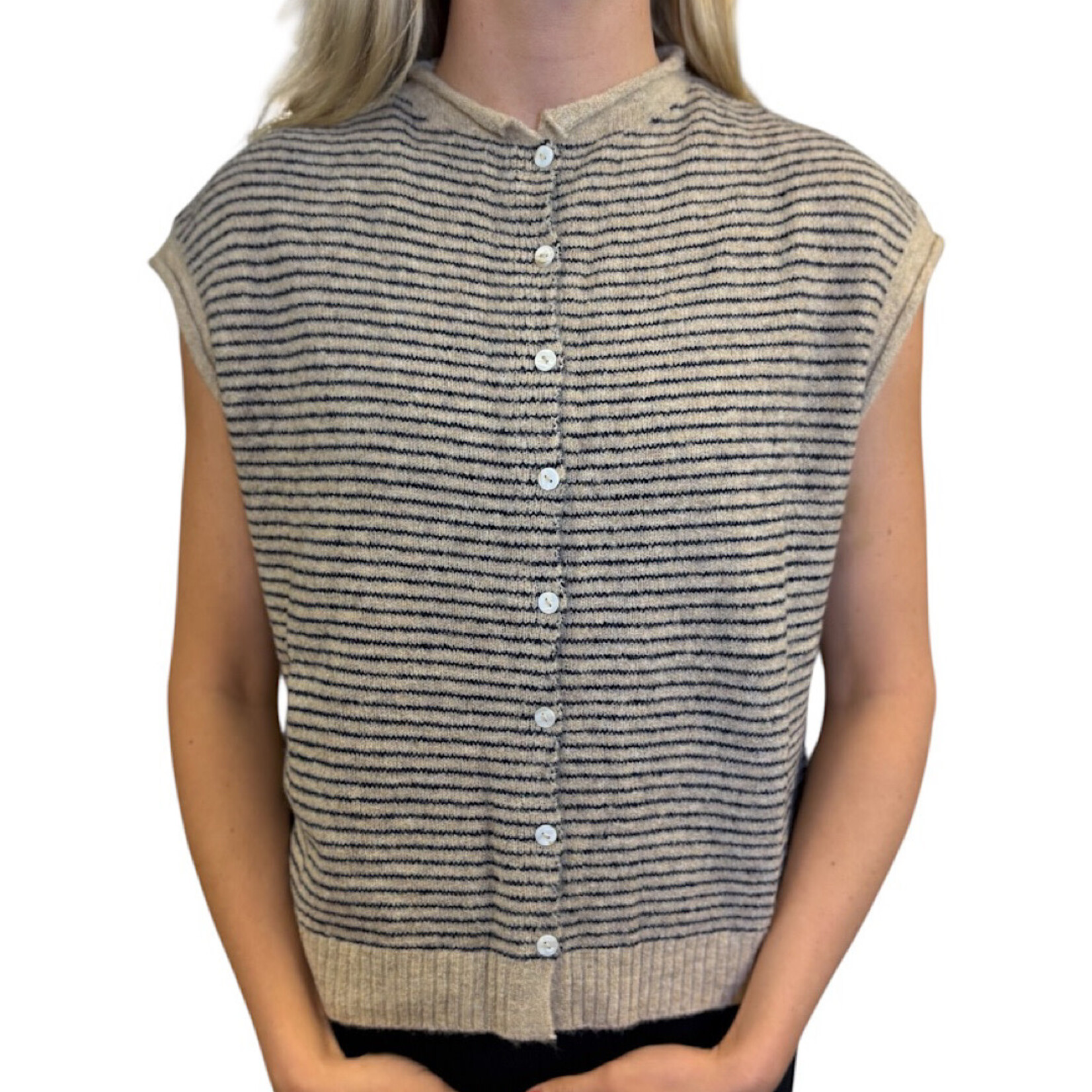 Natural Striped Sweater Vest