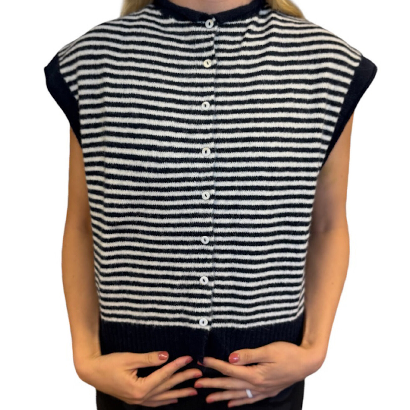 Navy Striped Sweater Vest