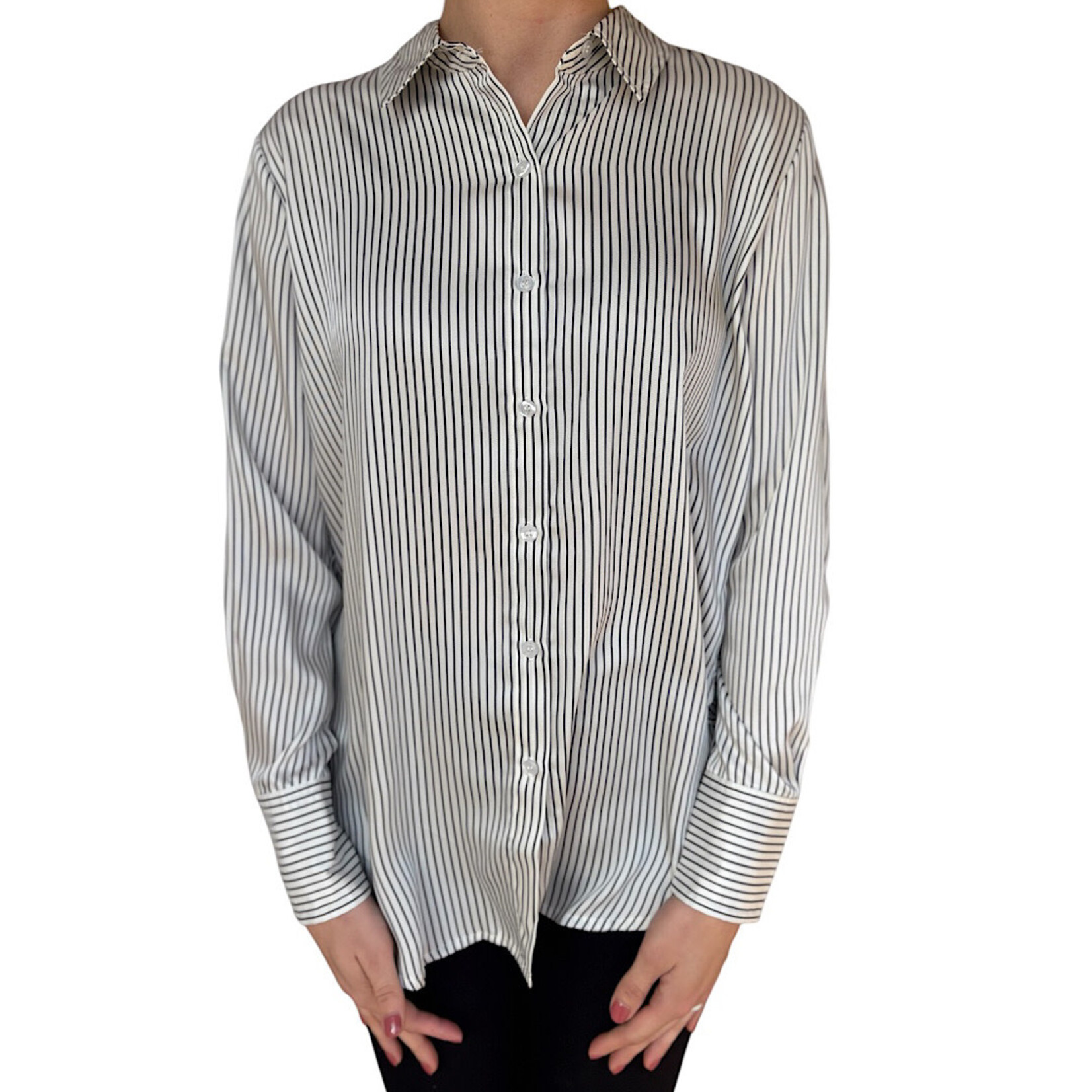 Navy  Striped Button Up Shirt