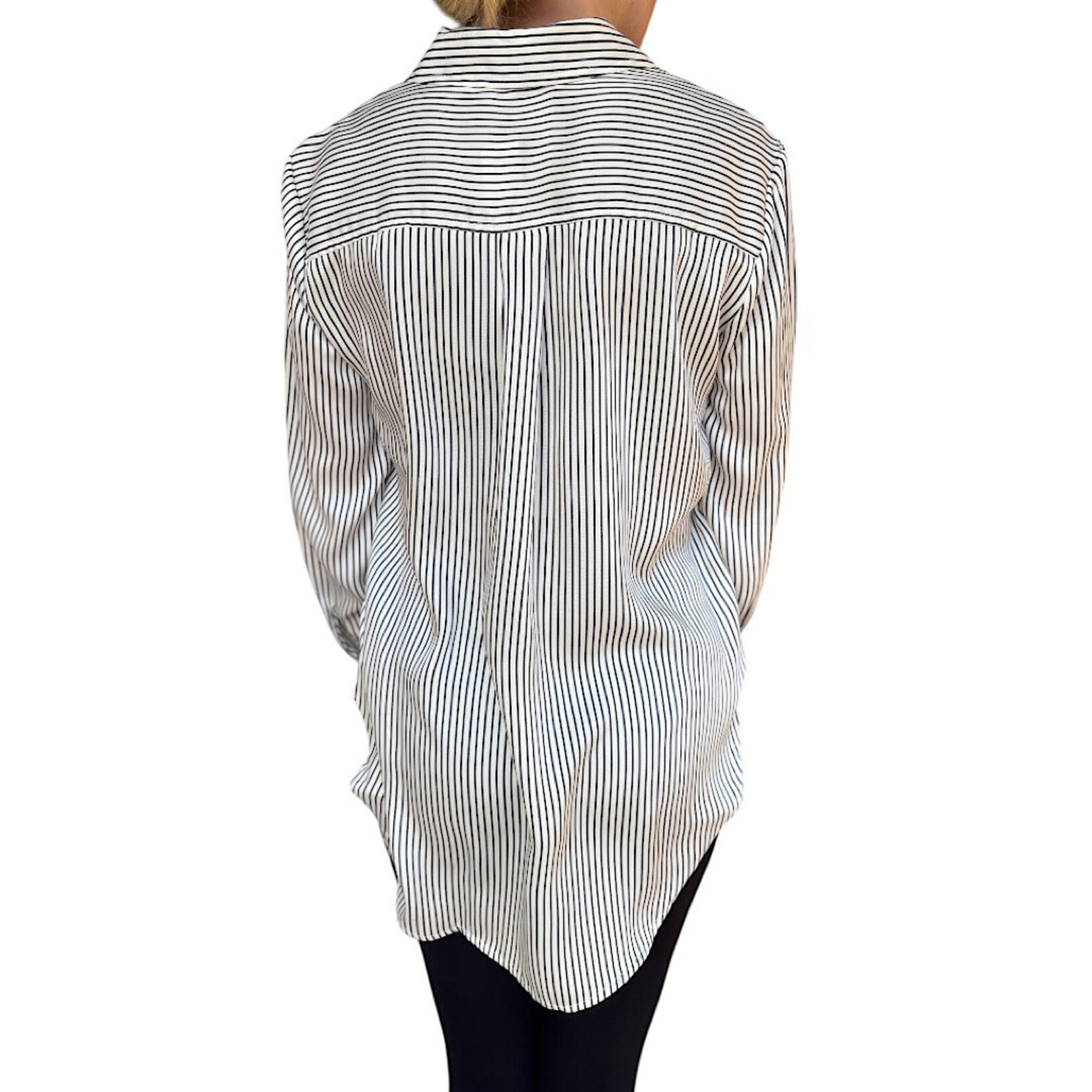 Navy  Striped Button Up Shirt