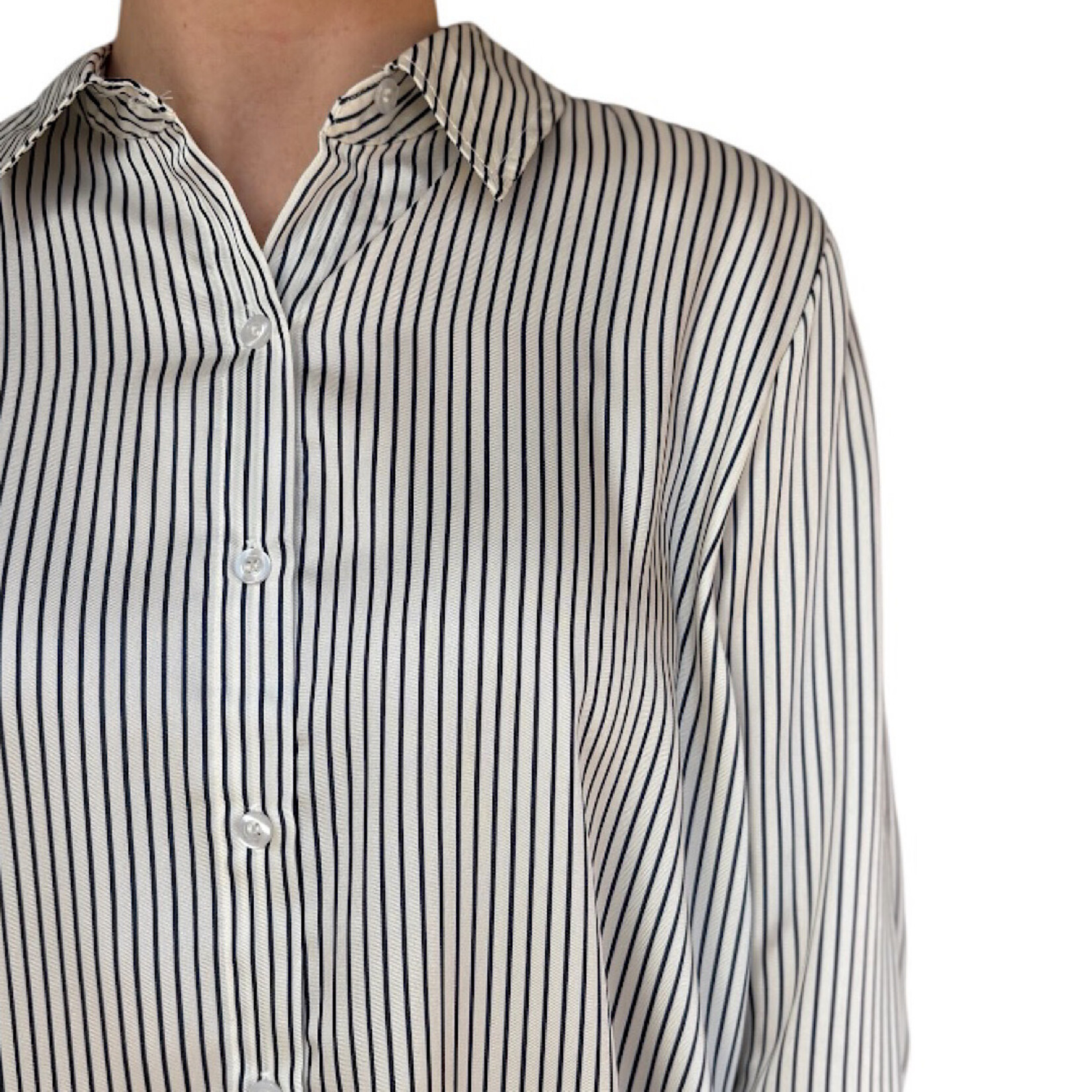 Navy  Striped Button Up Shirt