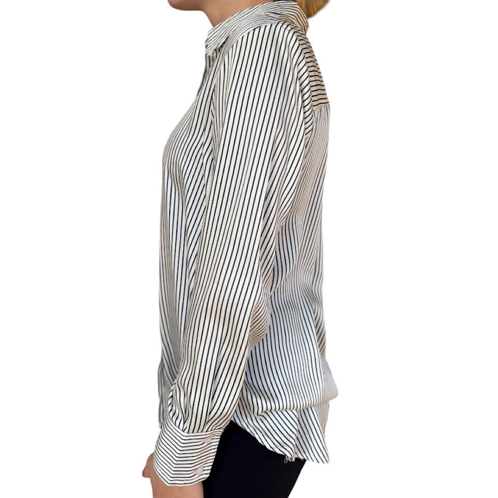 Navy  Striped Button Up Shirt