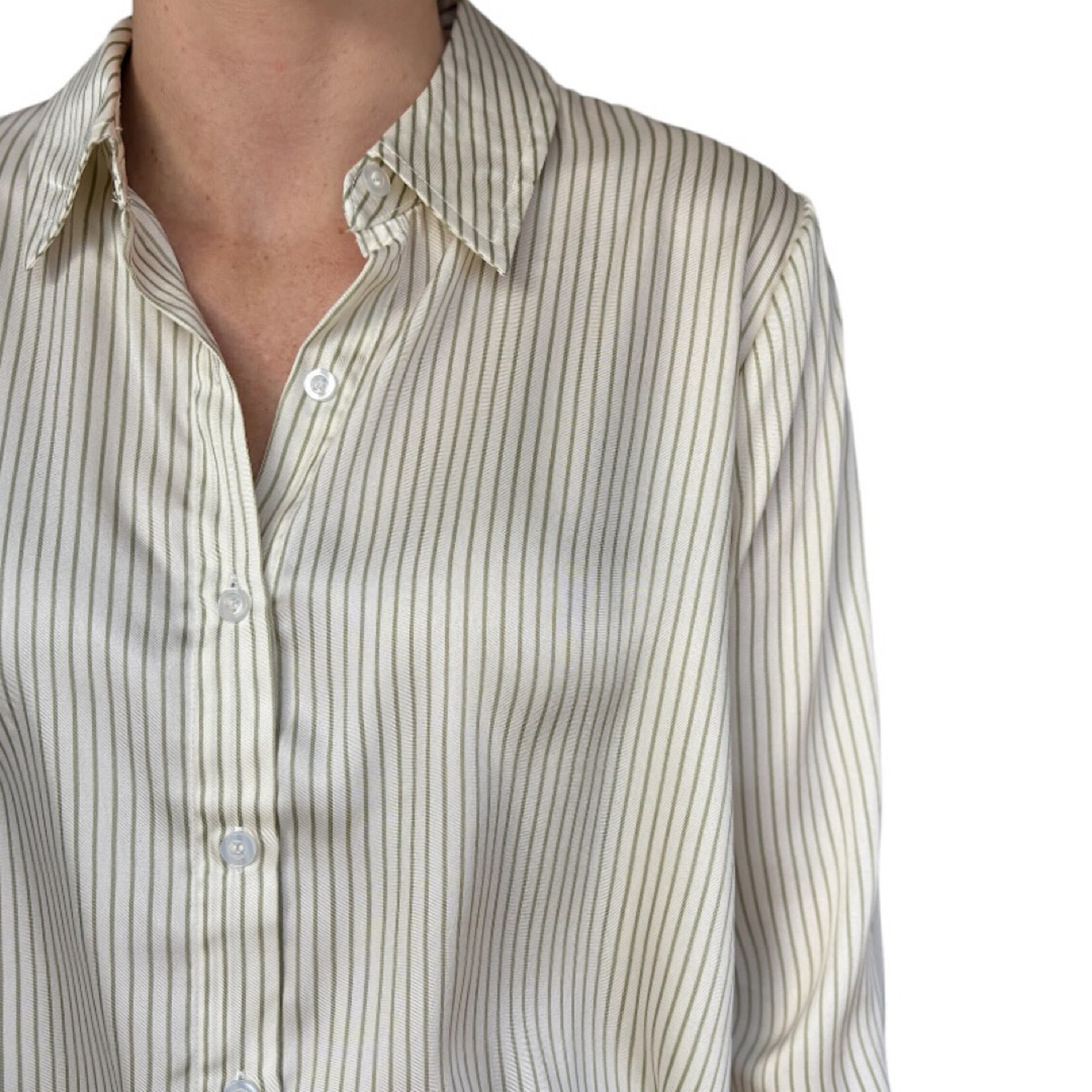 Light Olive Striped Button Up Shirt