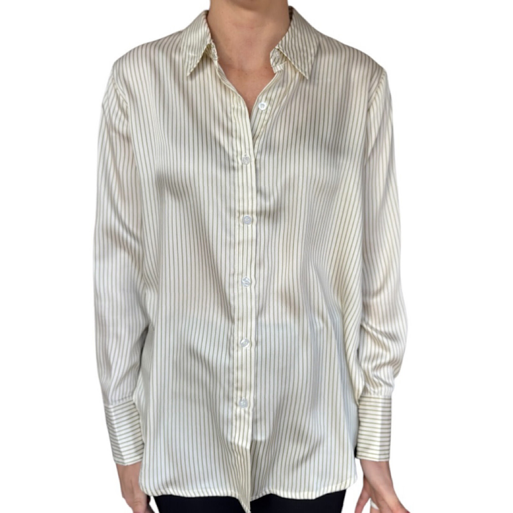 Light Olive Striped Button Up Shirt