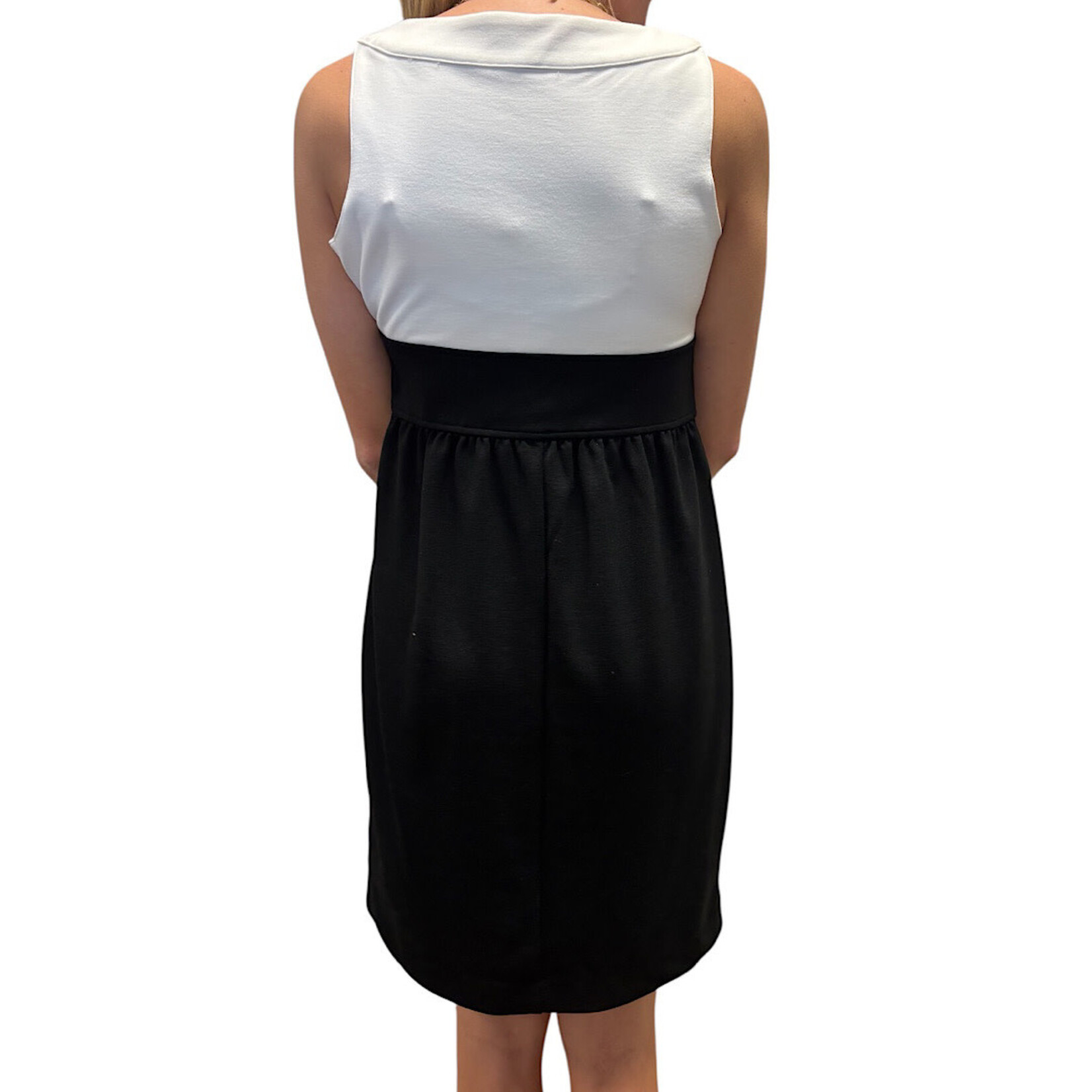 New York & Co Black & White Knee Length Empire Size S