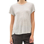 Charcoal Lightweight Striped Round Neck Relaxed Fit Tee