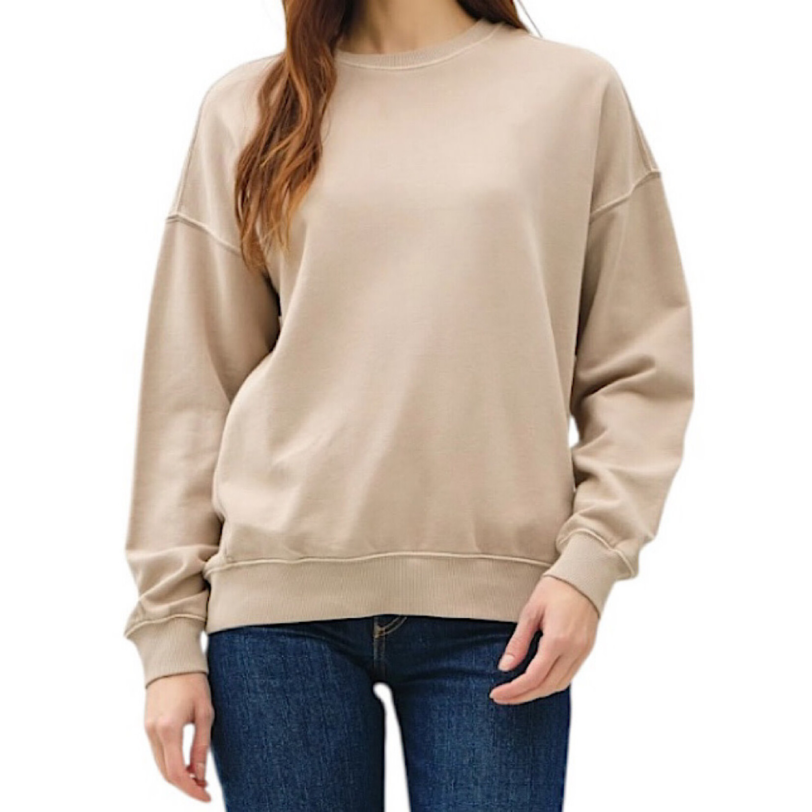 Stone Acid Wash Crop Pullover Sweatshirt