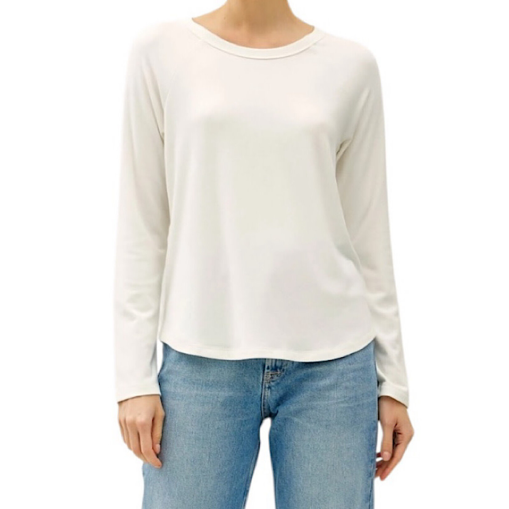 Ivory Soft Jersey Raglan Long Sleeve Basic Top