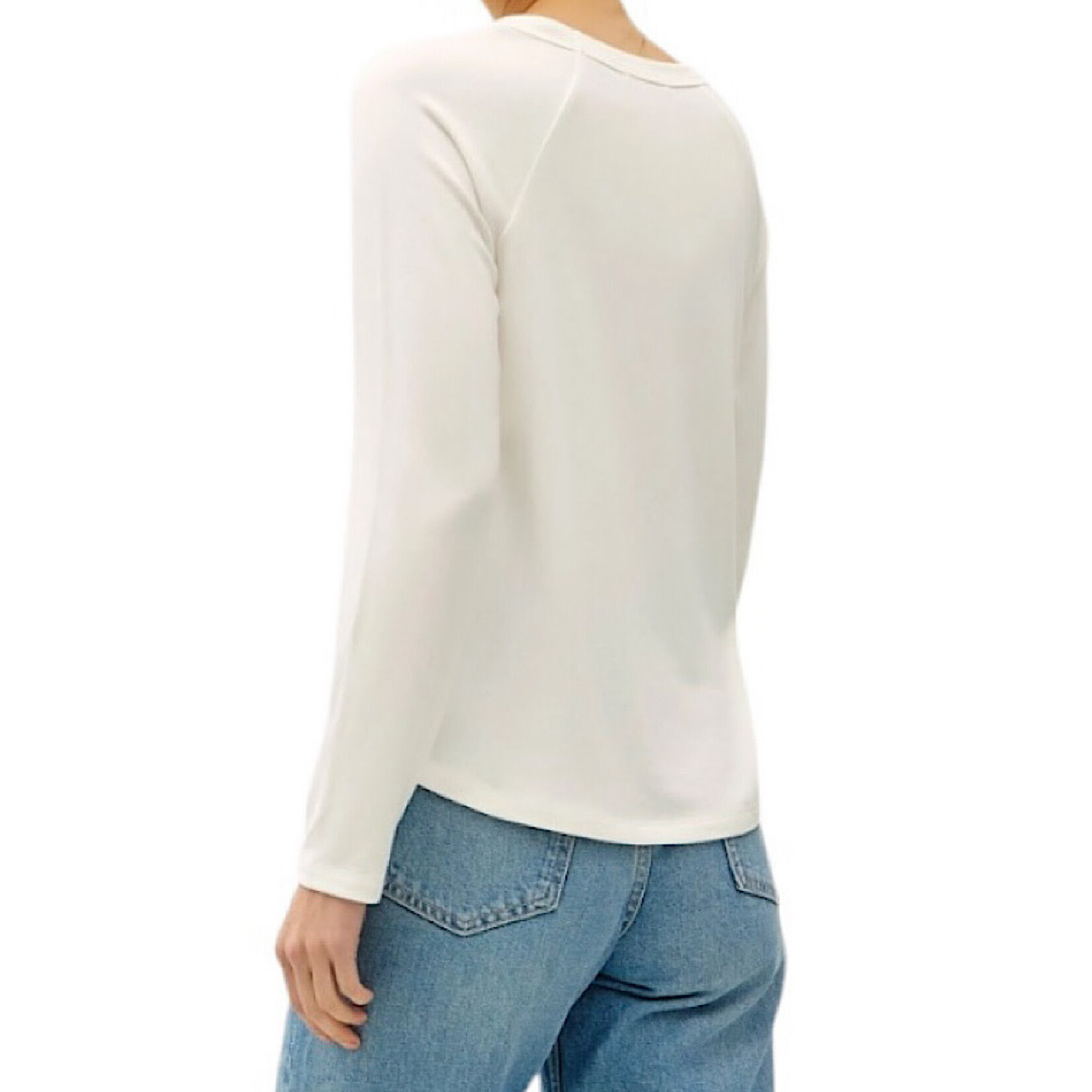 Ivory Soft Jersey Raglan Long Sleeve Basic Top