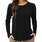 Black Soft Jersey Raglan Long Sleeve Basic Top