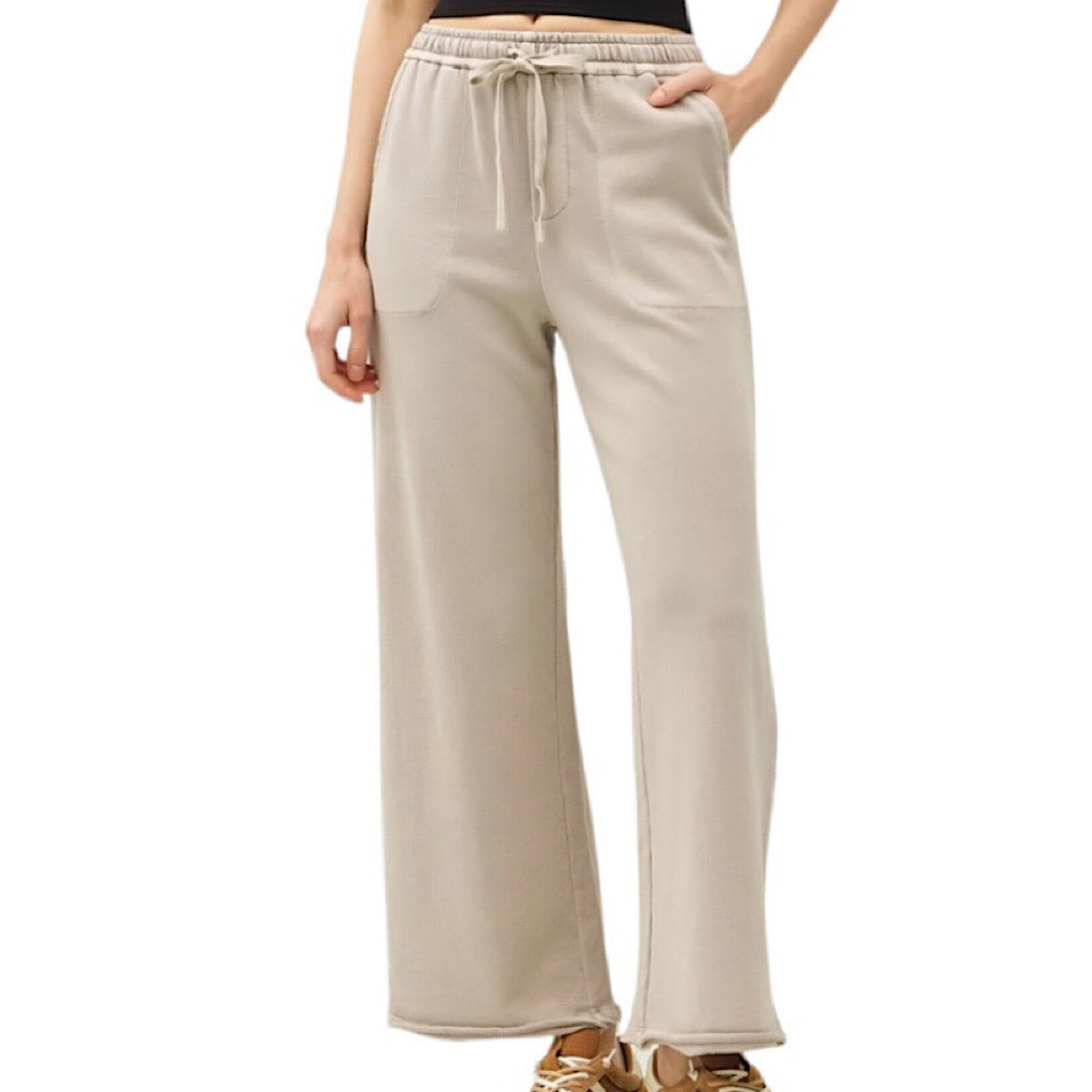 Stone Acid Wash Cotton Straight Leg Pant