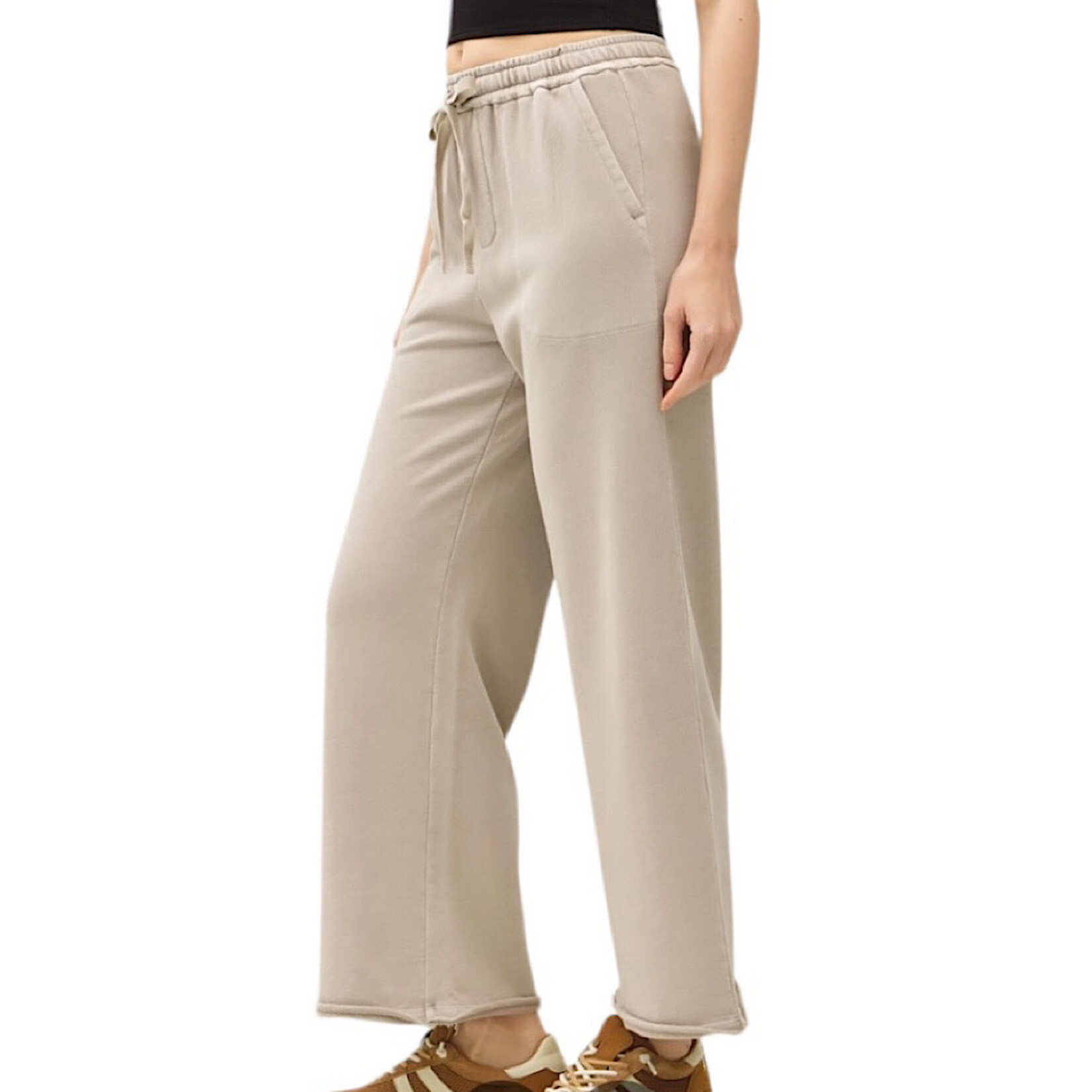 Stone Acid Wash Cotton Straight Leg Pant