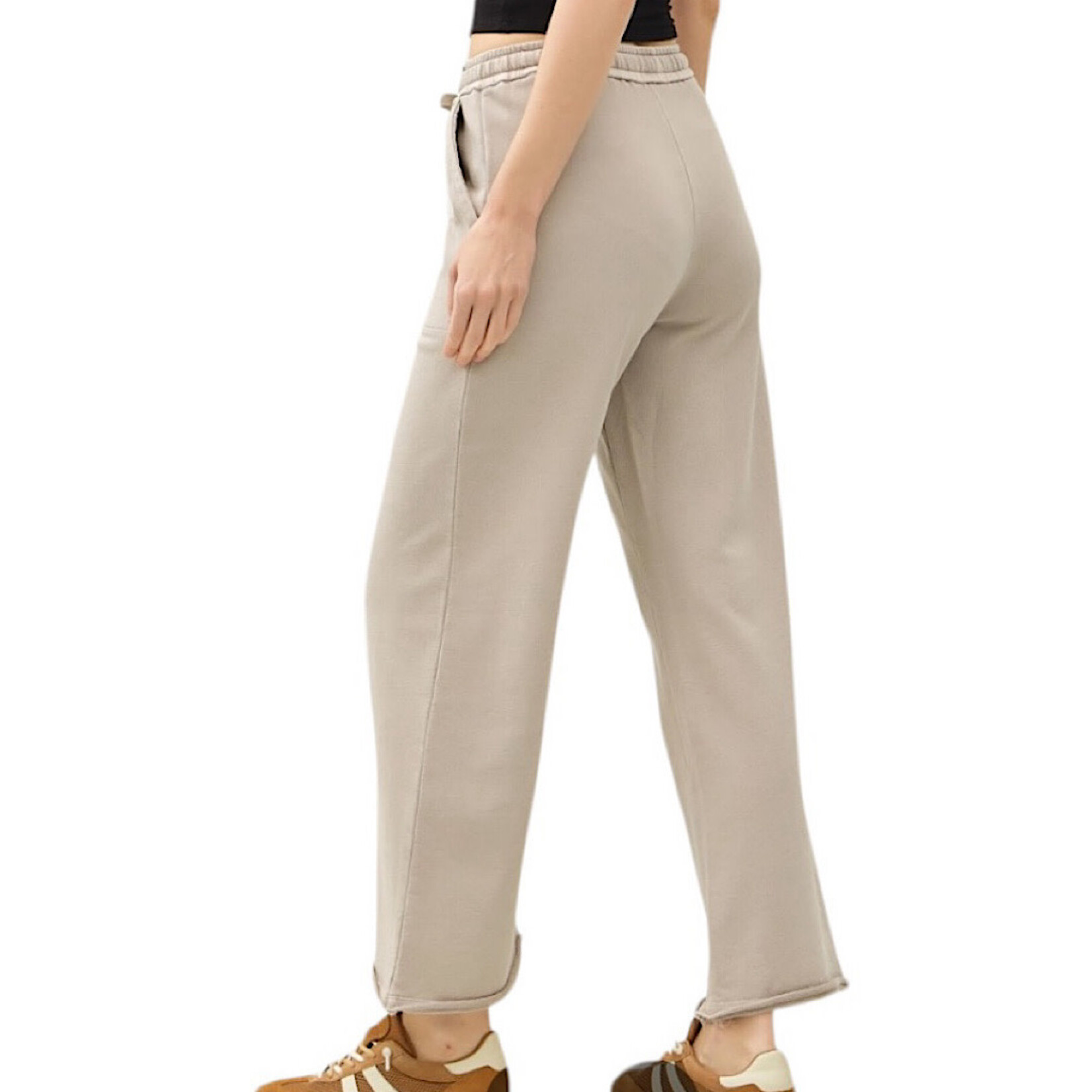 Stone Acid Wash Cotton Straight Leg Pant