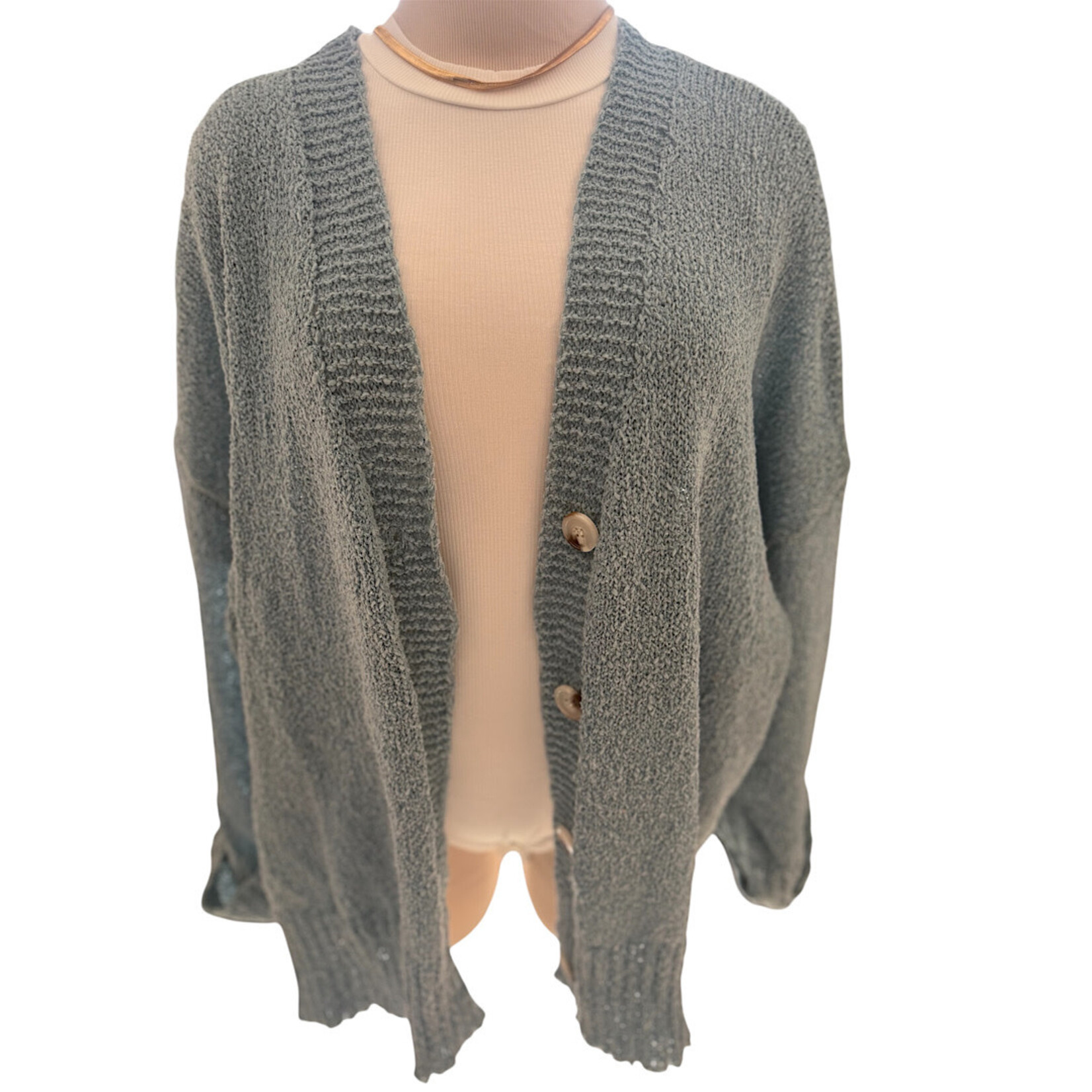 She & Sky Dusty Blue Knit Cardigan Size Small- RF