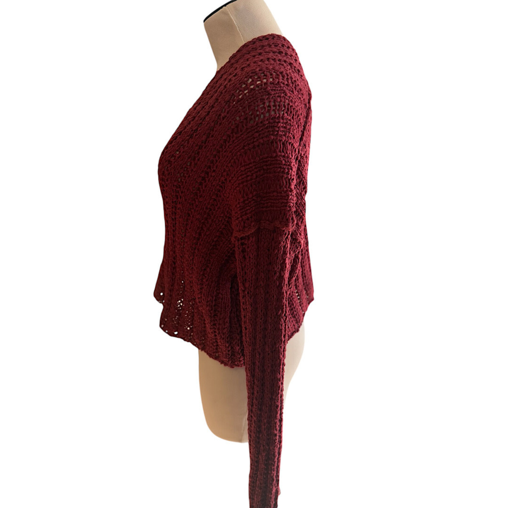 Sadie & Sage Burgundy Knit Crop Sweater Size Small- RF