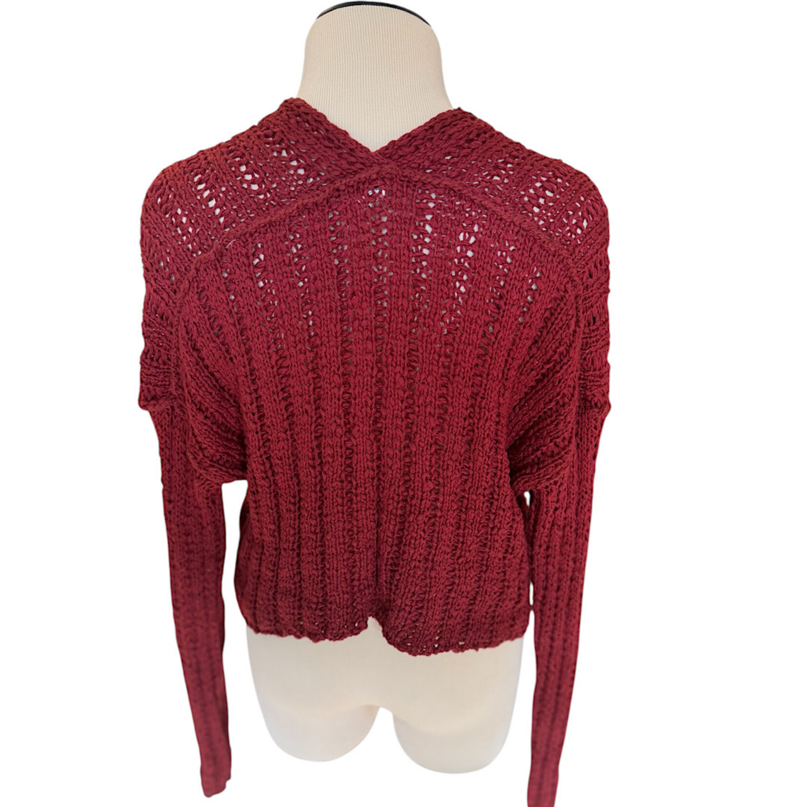 Sadie & Sage Burgundy Knit Crop Sweater Size Small- RF
