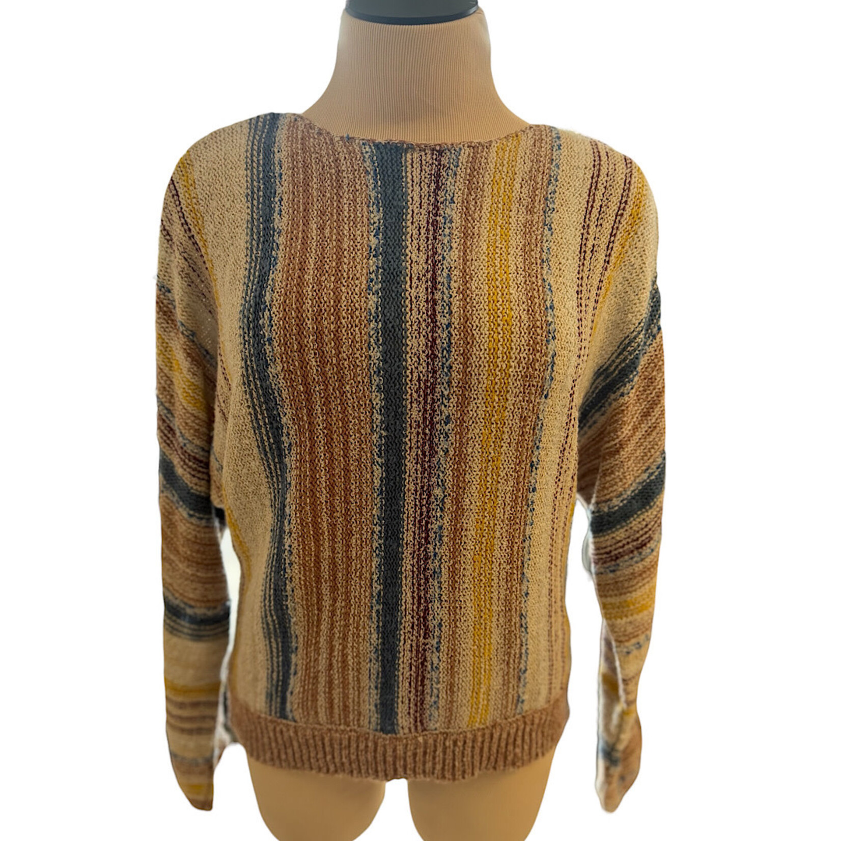 Multi Color Striped Knit Sweater Size Small-RF