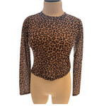 Cheetah Shimmer Crop Long Sleeve Top Size Small-RF