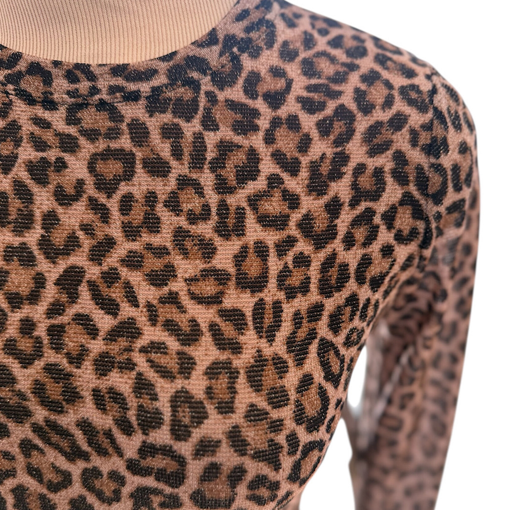 Cheetah Shimmer Crop Long Sleeve Top Size Small-RF