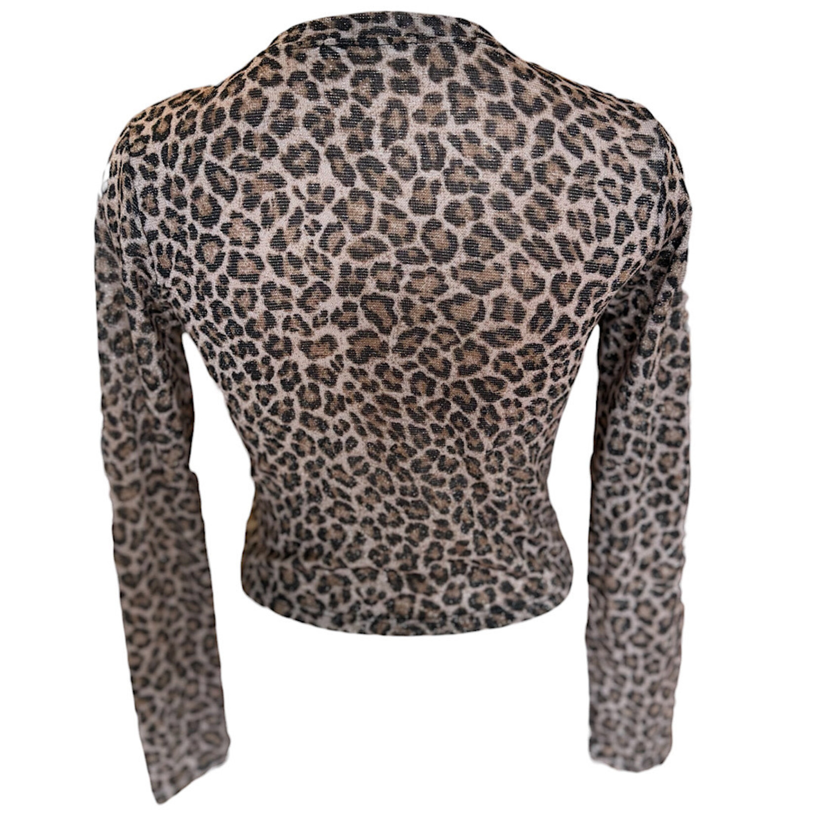 Cheetah Shimmer Crop Long Sleeve Top Size Small-RF
