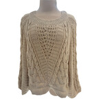 Cream Ribbed Knit Long Sleeve Sweater Size Medium- RF
