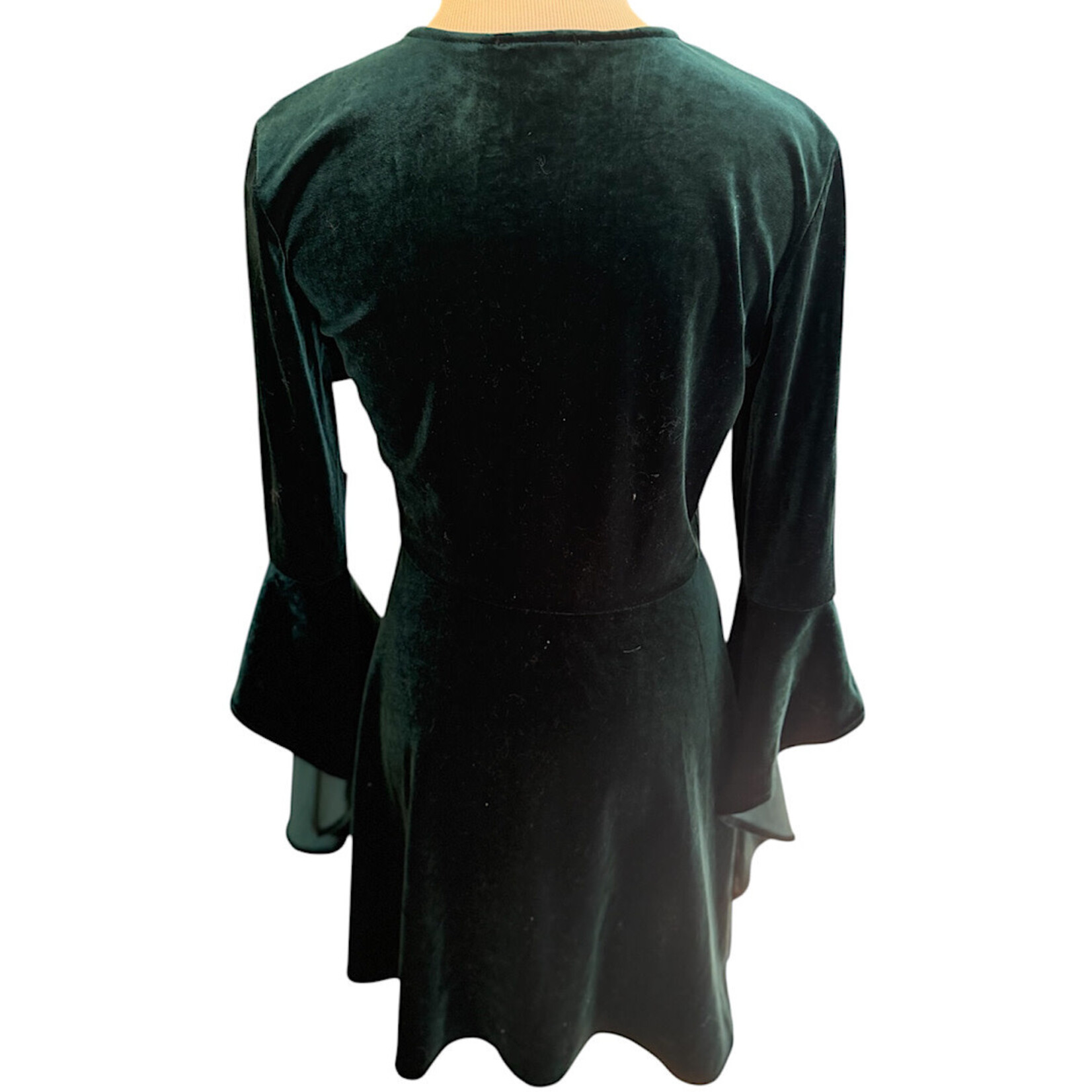 Very J Deep Green V-Neck Long Sleeve Dress Size Medium-RF