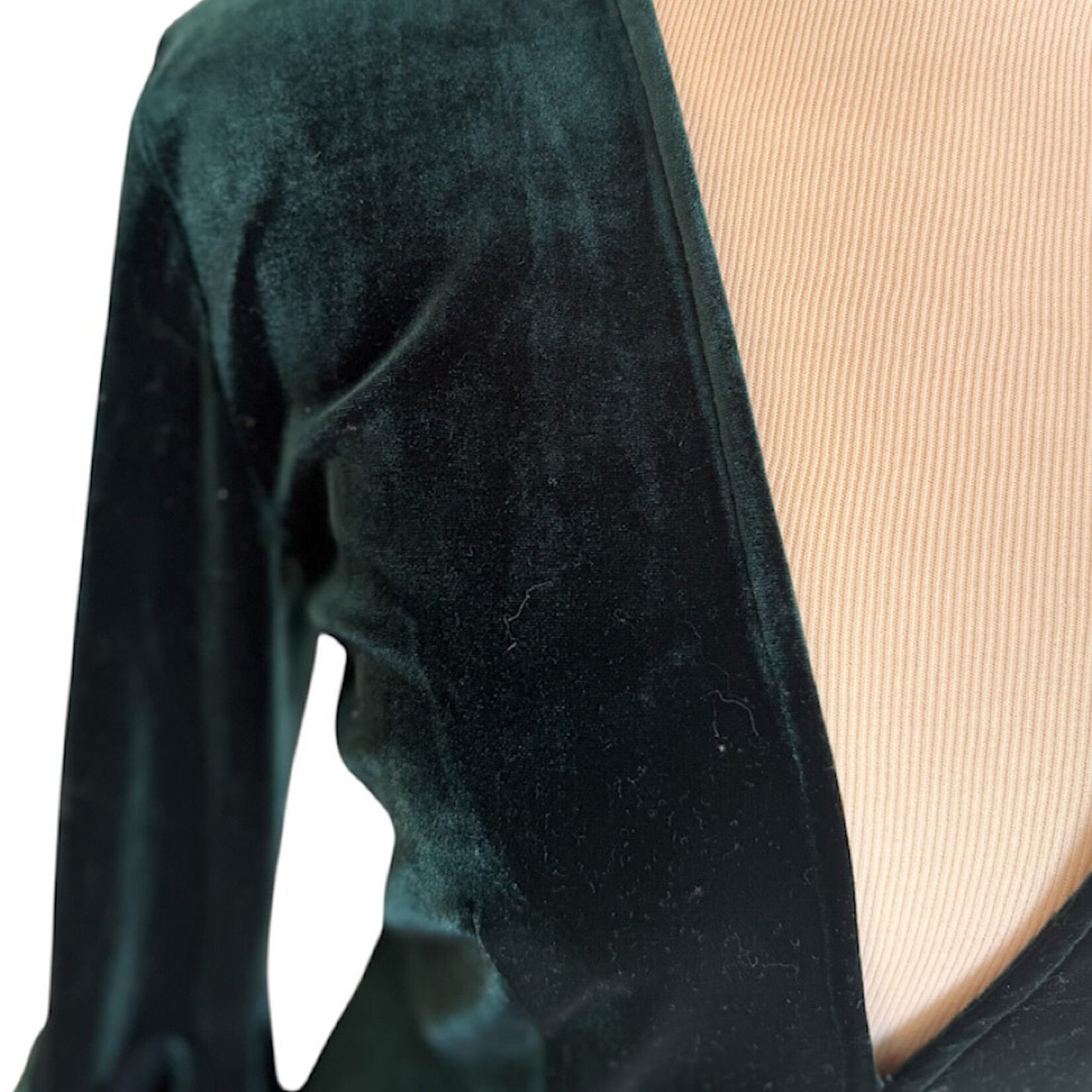 Very J Deep Green V-Neck Long Sleeve Dress Size Medium-RF