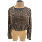 Dark Brown/Champagne Long Sleeve Crop Top Size Small-RF