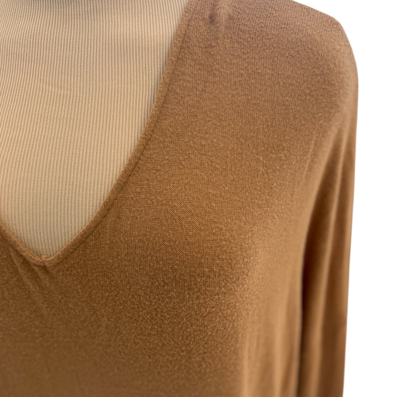 Camel V-Neck Long Sleeve Sweater Dress Size XL- RF
