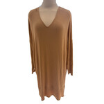 Camel V-Neck Long Sleeve Sweater Dress Size XL- RF