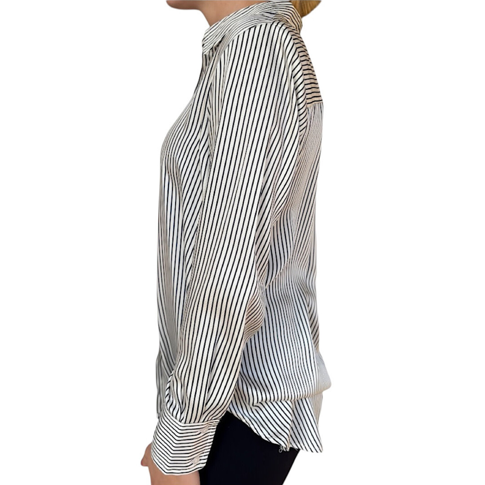 Plus Navy Striped Button Up Shirt