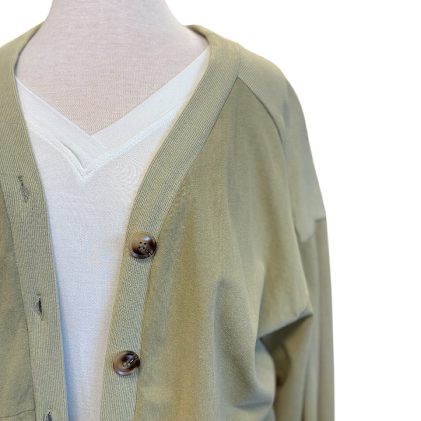 Sage Washed Button Up Cardigan