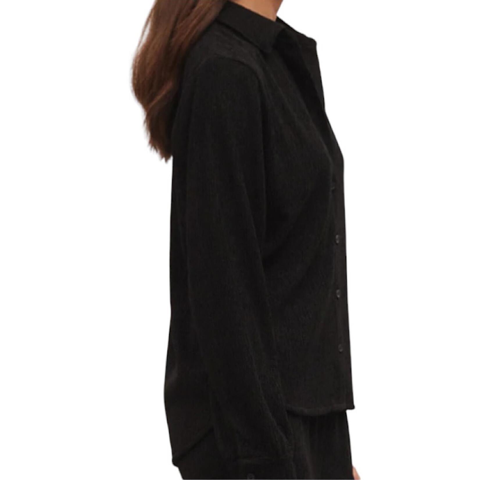 Z Supply Z Supply Lyrical Crinkle Knit Shirt Black