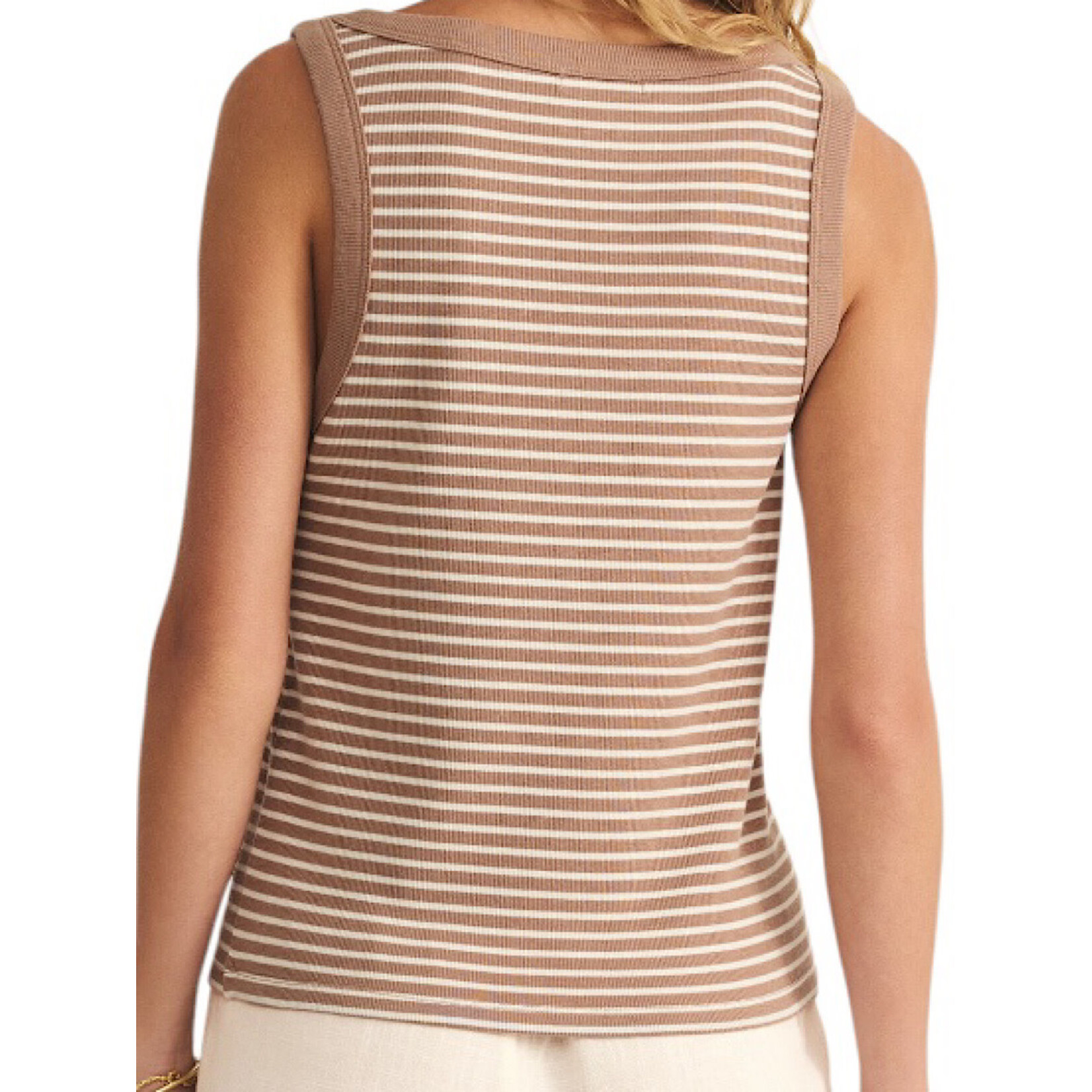 Z Supply Z Supply Elin Stripe Rib Tank Iced Coffee
