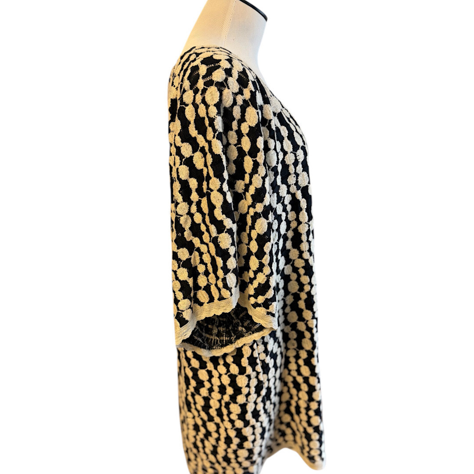 Ivory/ Black Crochet Knit Dress Size XL- RF