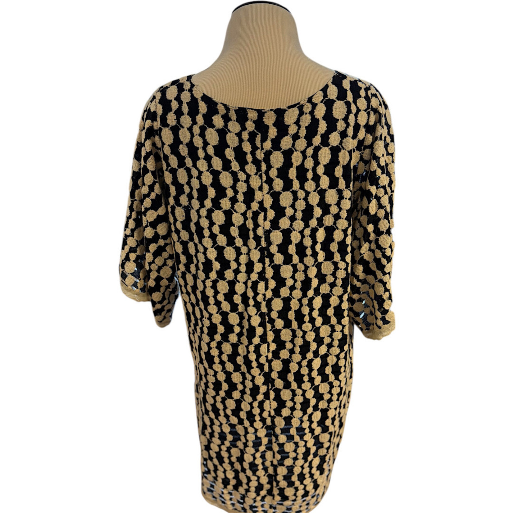 Ivory/ Black Crochet Knit Dress Size XL- RF