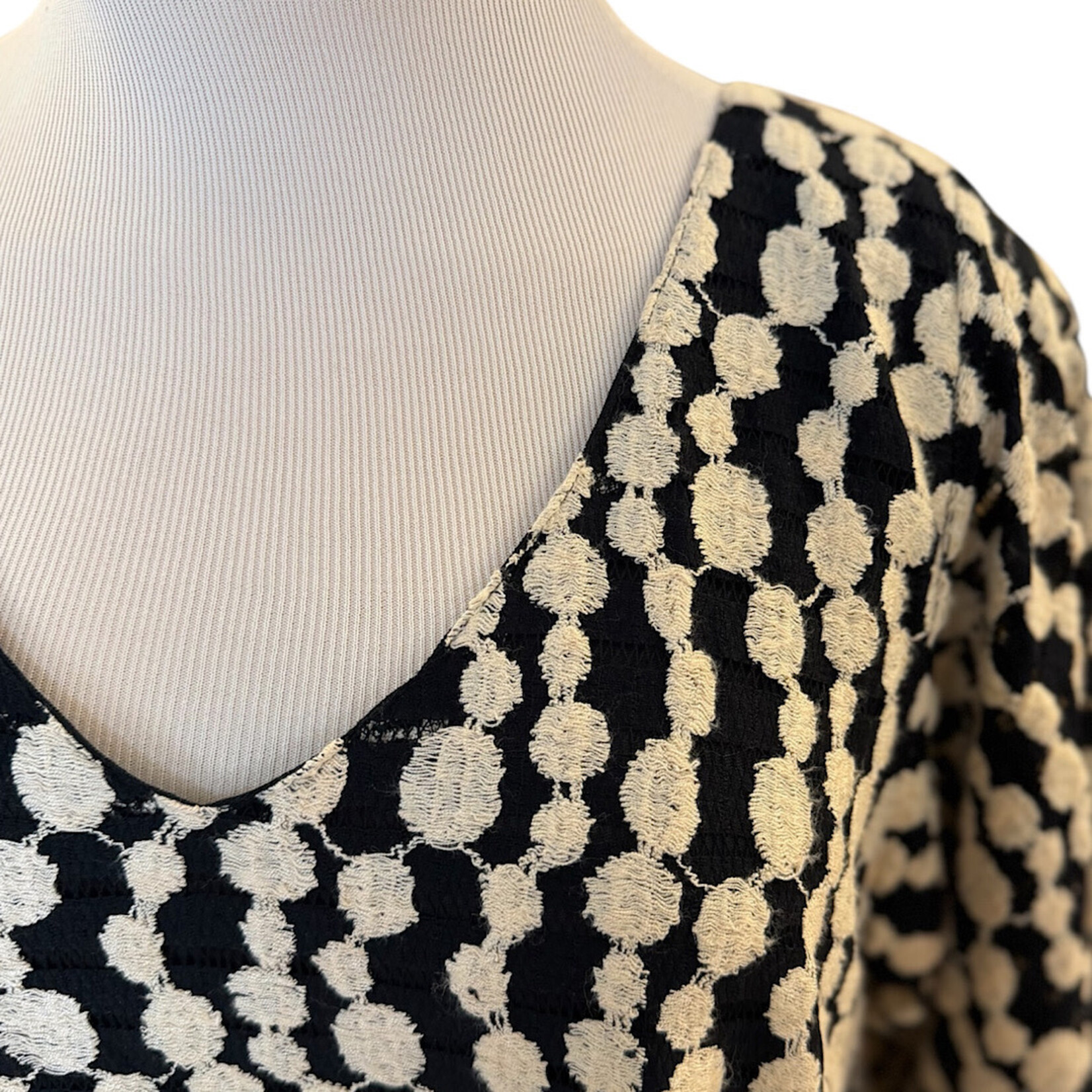 Ivory/ Black Crochet Knit Dress Size XL- RF