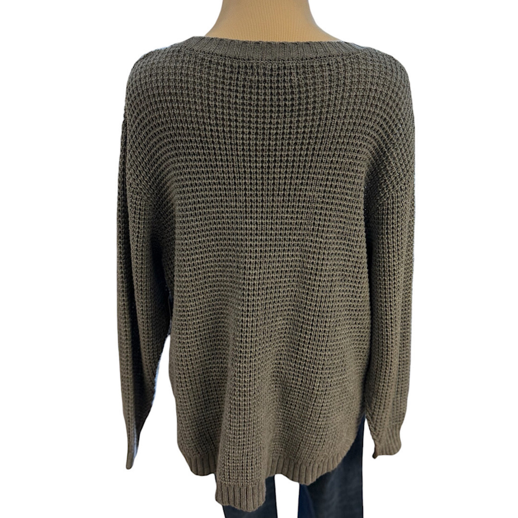 Grey Knit Long Sleeve Sweater Size 2XL-RF