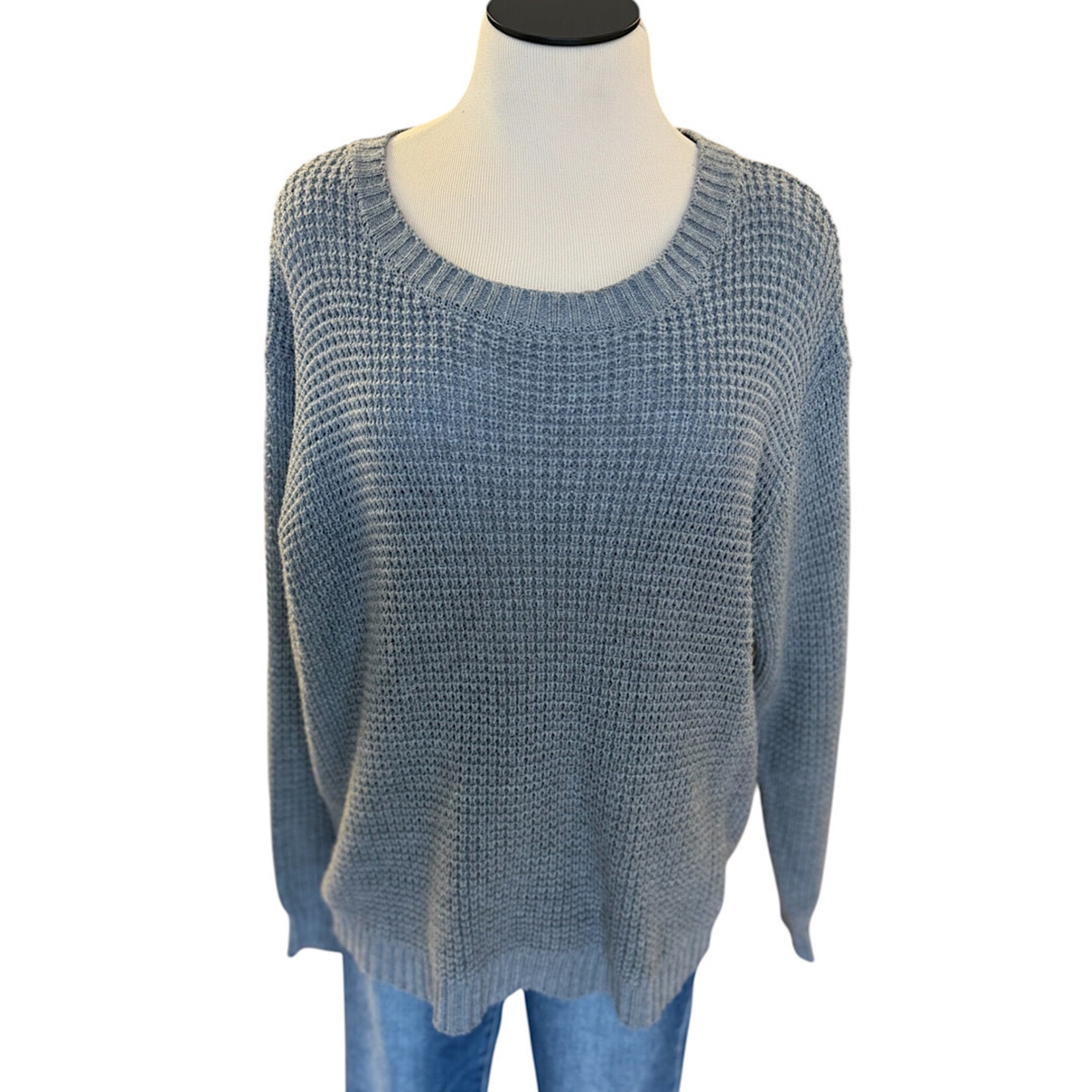 Grey Knit Long Sleeve Sweater Size 2XL-RF