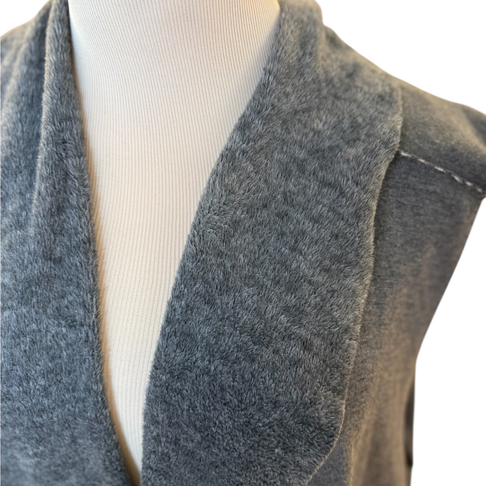 Dark Grey Open Front Sleeveless Cardigan Size 2XL- RF