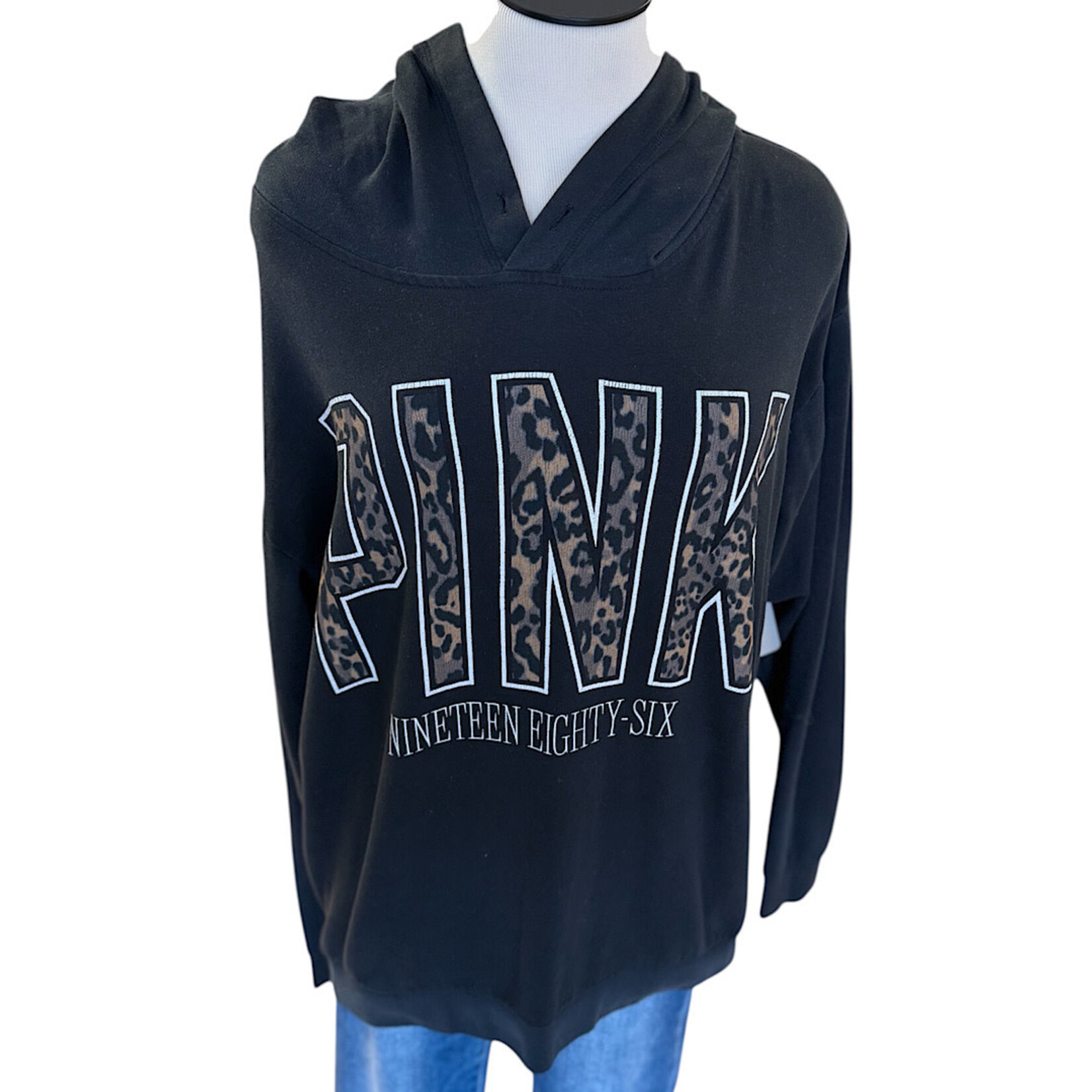 Black Cheetah Long Sleeve Hoodie Size Large- RF