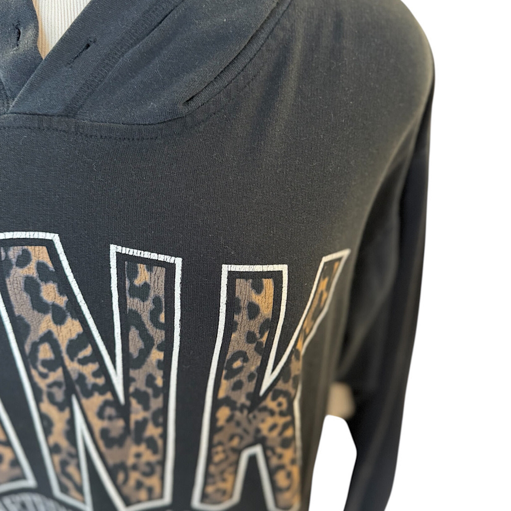 Black Cheetah Long Sleeve Hoodie Size Large- RF