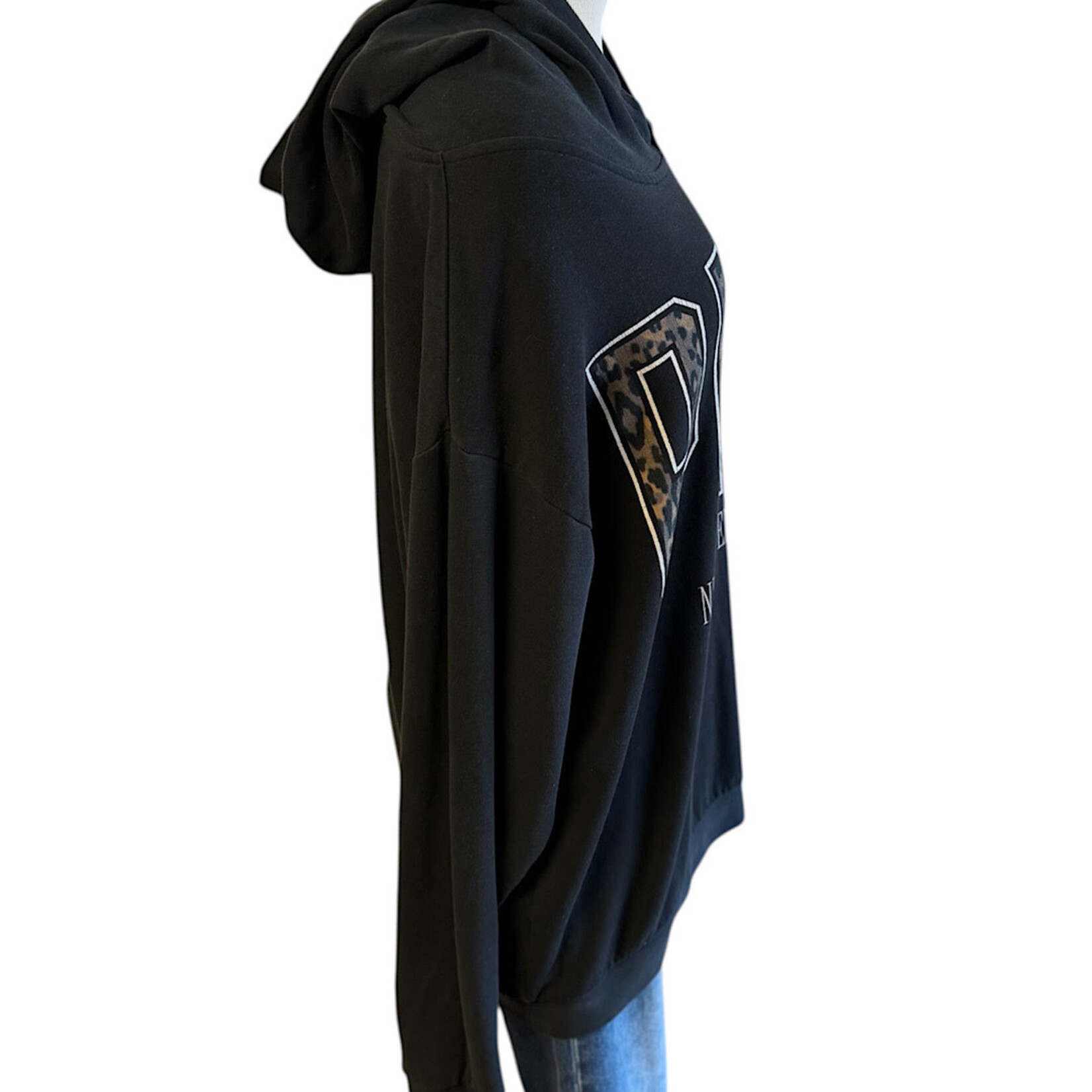 Black Cheetah Long Sleeve Hoodie Size Large- RF