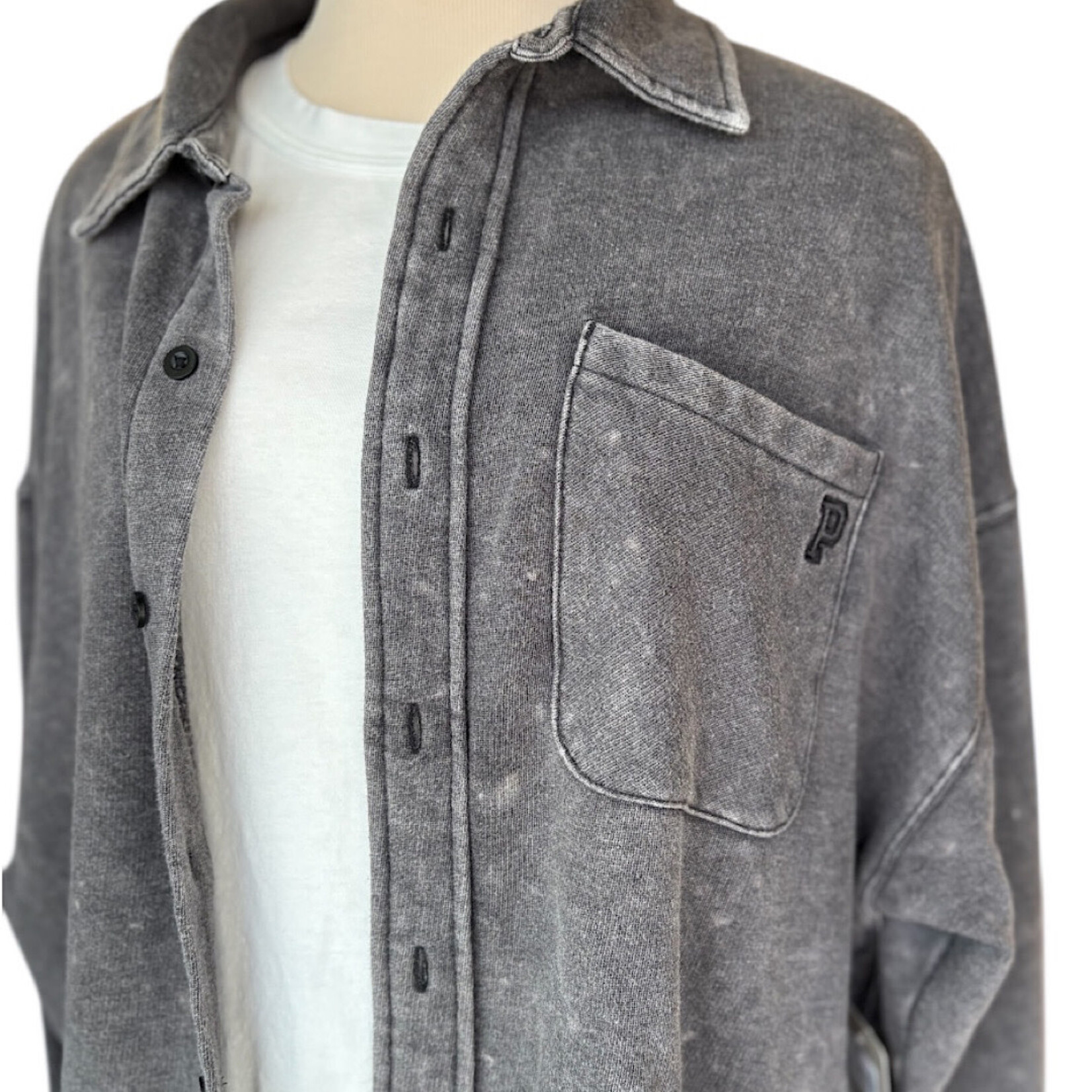 Victoria's Secret Charcoal Mineral Washed Shacket Size Medium-RF