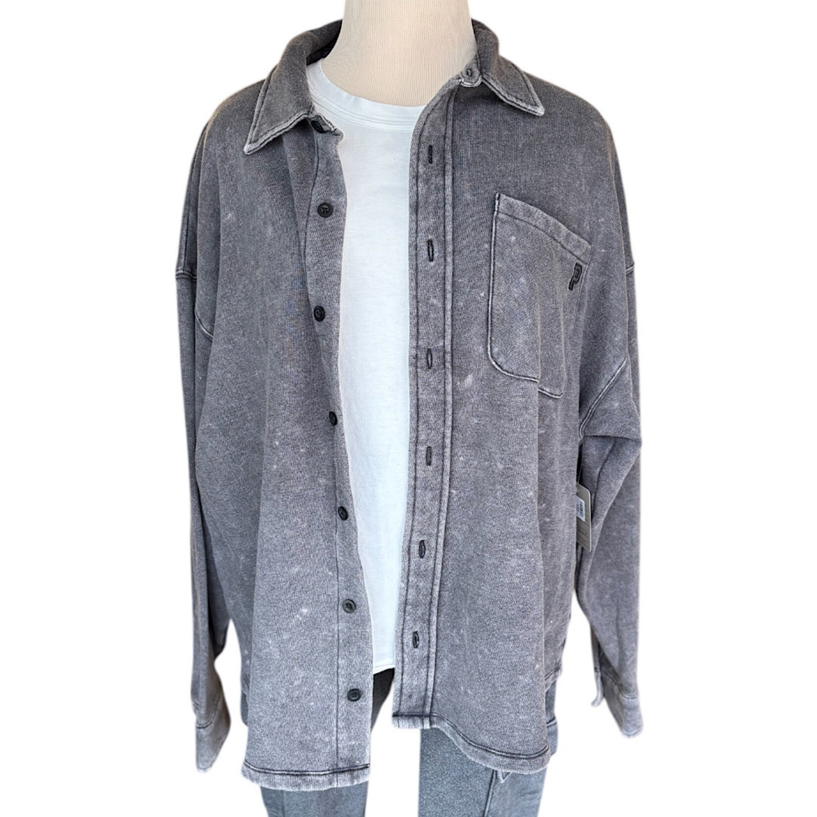 Victoria's Secret Charcoal Mineral Washed Shacket Size Medium-RF