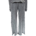 Mono B Black Mineral Wash Waffle Knit Wide Leg Pants Size Small-RF