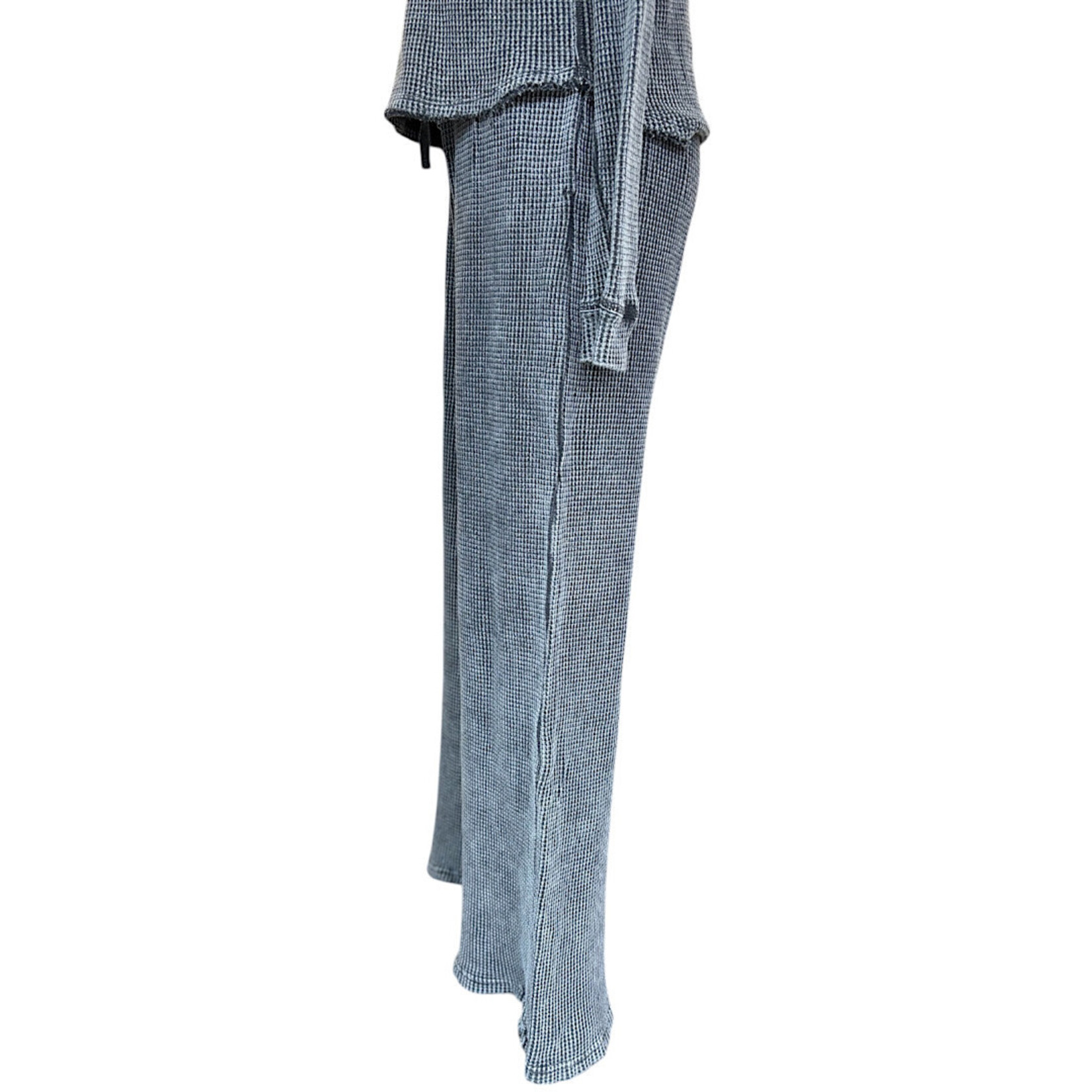 Mono B Black Mineral Wash Waffle Knit Wide Leg Pants Size Small-RF