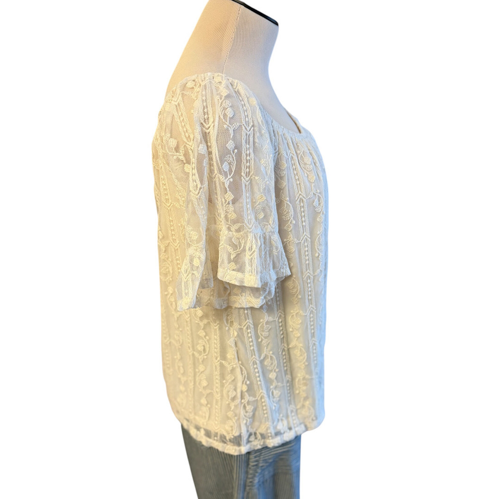 Cream Crochet Blouse Size Small-RF