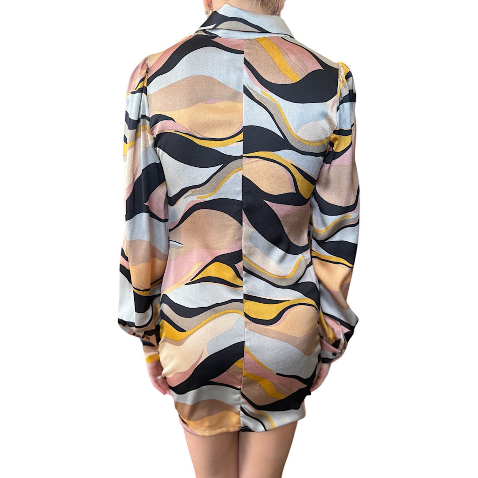 Black Multi Crinkle Mini Dress